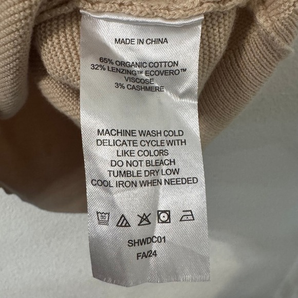 Quince Top XL Tan Organic Cotton Cashmere Batwing Short Sleeve Coastal Minimal - Picture 5 of 6